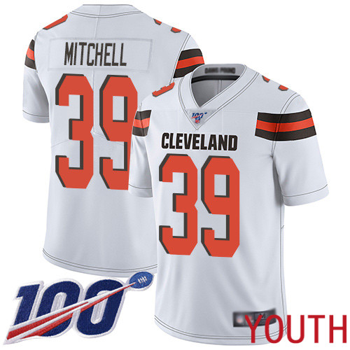 Cleveland Browns Terrance Mitchell Youth White Limited Jersey 39 NFL Football Road 100th Season Vapor Untouchable